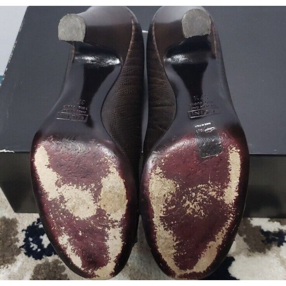 Giuseppe Zanotti Brown Embossed Leather Round Toe VICINI Pumps Heels Size 37.5 - Picture 10 of 12